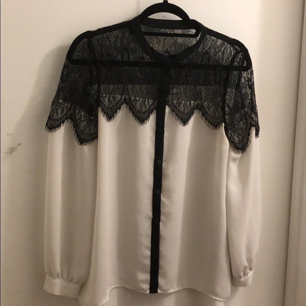 Lauren Conrad Lace Button Up Shirt